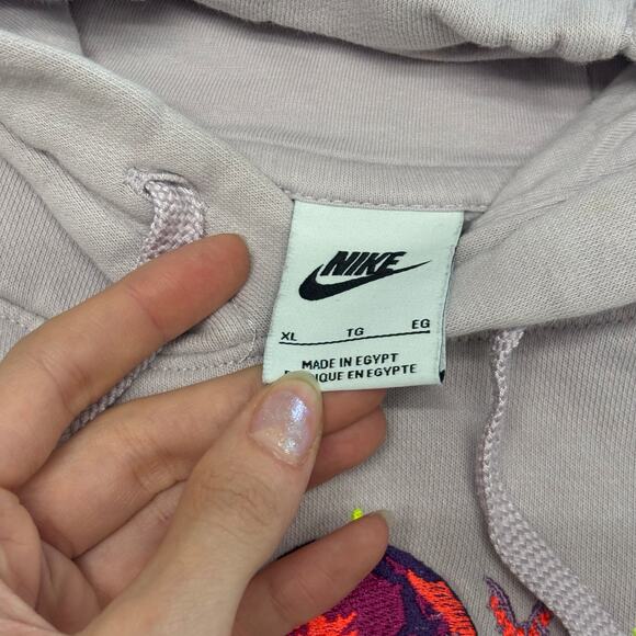 Nike Sportswear Club Fleece Womens XL Center Logo Floral Embroidered Hoodie - Picture 4 of 12